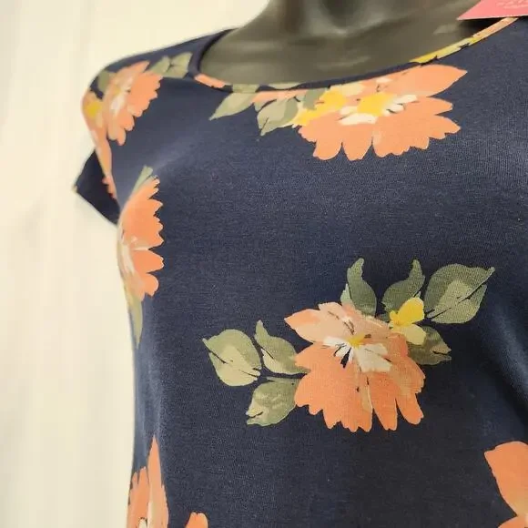 ISABEL by INGRID & ISABEL Navy Peach Floral Bodycon Maternity Dress Small S NEW - Picture 9 of 10